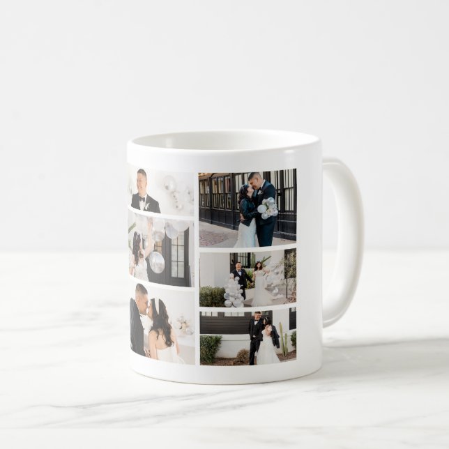 Caneca De Café Crie sua própria colagem de 8 fotos (Frente Esquerda)