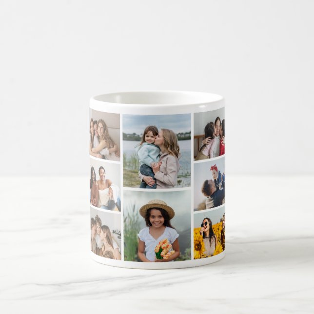 Caneca De Café Crie sua própria colagem de 8 fotos (Centro)