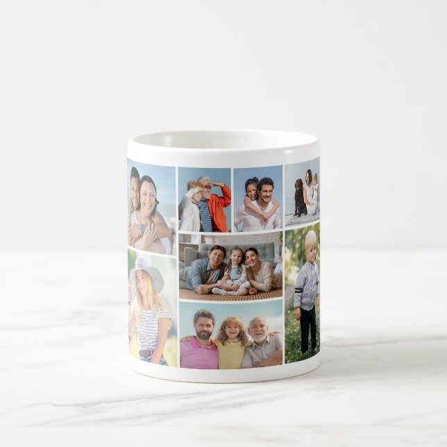 Caneca De Café Crie sua própria colagem de 8 fotos (Centro)