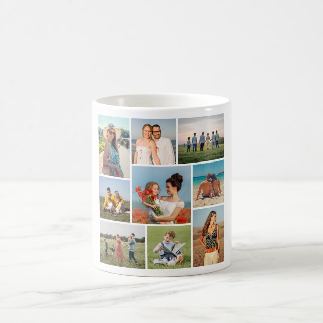 Caneca De Café Crie Sua Própria Colagem de 9 Fotos (Centro)