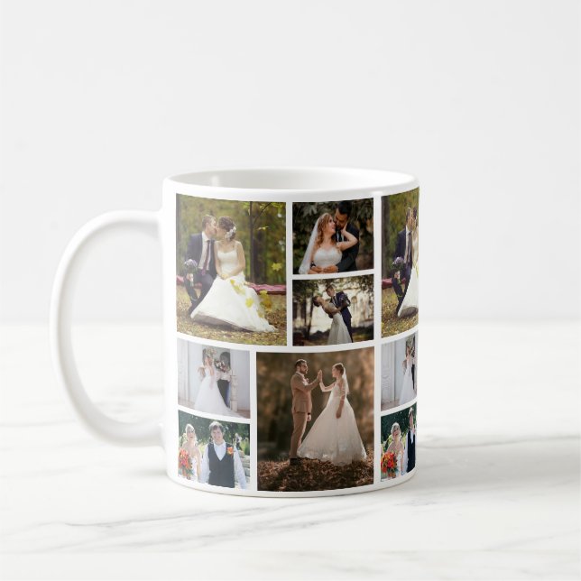 Caneca De Café Crie Sua Própria Colagem De Casamento Fotográfico  (Esquerda)