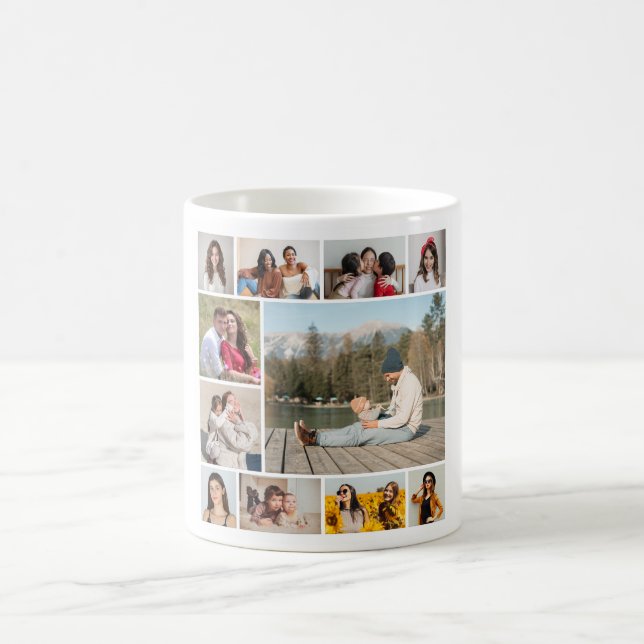 Caneca De Café Crie sua própria colagem de fotos 11 (Centro)