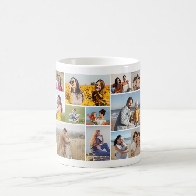 Caneca De Café Crie Sua Própria Colagem De Fotos 12 (Centro)