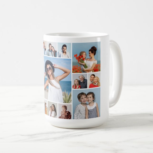 Caneca De Café Crie Sua Própria Colagem De Fotos 15 (Frente Esquerda)