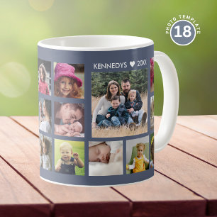 Caneca De Café Crie Sua Própria Colagem de Fotos 18 Nome da Famíl