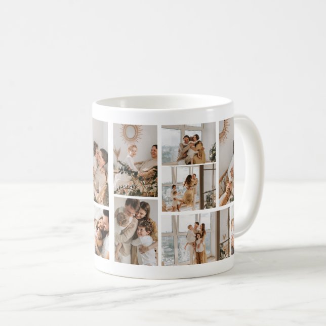 Caneca De Café Crie sua própria colagem de fotos 7 (Frente Esquerda)