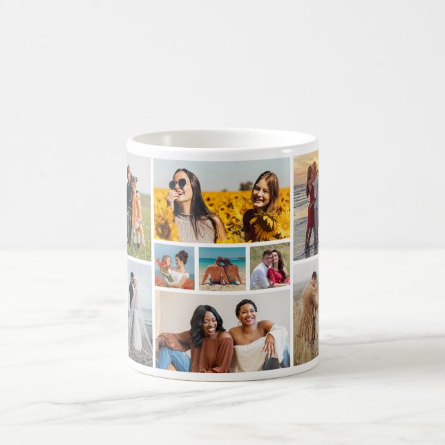 Caneca De Café Crie sua própria colagem de fotos de 9 (Centro)