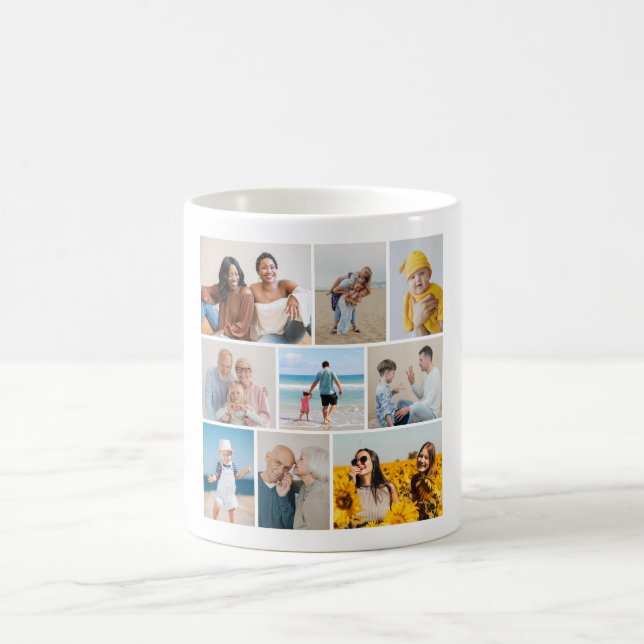 Caneca De Café Crie sua própria colagem de fotos de 9 (Centro)