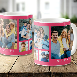 Caneca De Café Crie Sua Própria Colagem de Fotos de Família 5 Ros
