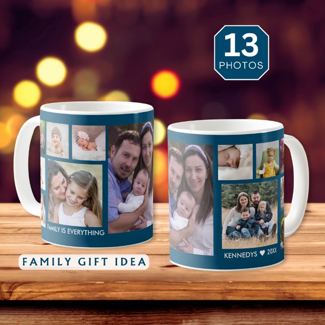 Caneca De Café Crie Sua Própria Família 13 Colagem de Fotos Ocean (Criador carregado)