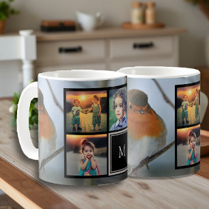 Caneca De Café Crie sua própria foto colage monograma robin bird