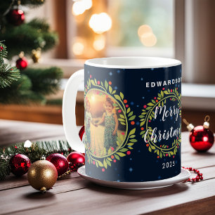 Caneca De Café Crie sua própria foto de família Feliz Natal
