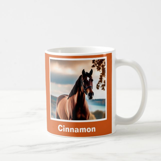 Caneca De Café Crie sua própria foto personalizada de cavalo (Direita)