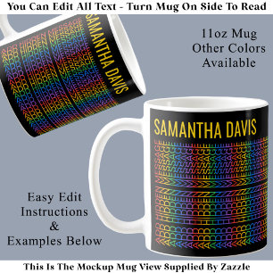 Caneca De Café Crie Sua Própria Mensagem Oculta de Arco-Íris & No