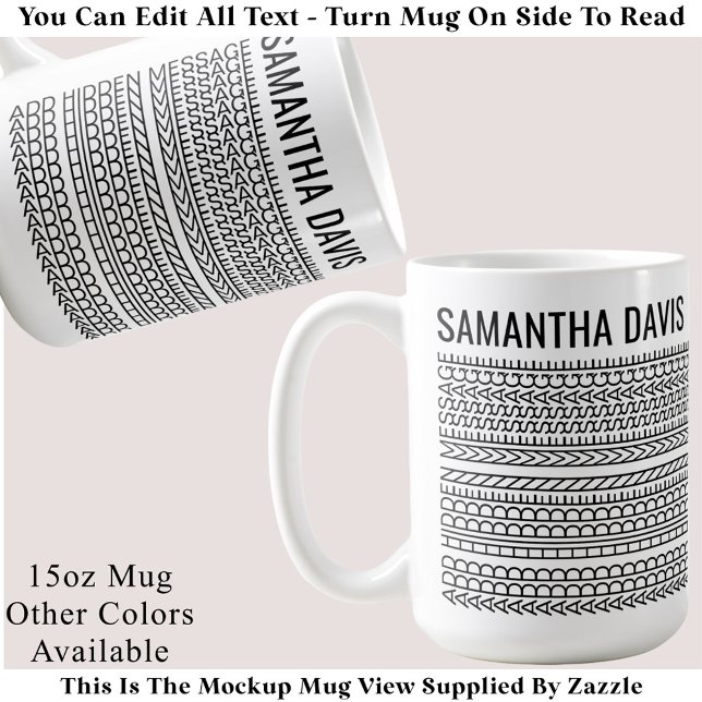 Caneca De Café Crie Sua Própria Mensagem Oculta Longa e Nome 151B (Criador carregado)