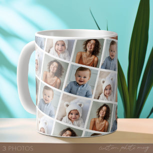 Caneca De Café Crie uma Colagem de Fotos Personalizada com 3 Foto