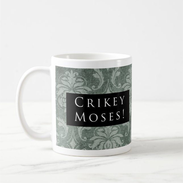 Caneca De Café Crikey Moses! Preto do teste padrão (Esquerda)