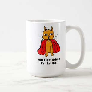 Caneca De Café Crime super da luta de gato para o Catnip