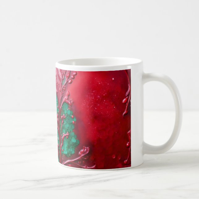 Caneca De Café Crimson e Emerald em uma Canvas esbranquiçada (Direita)