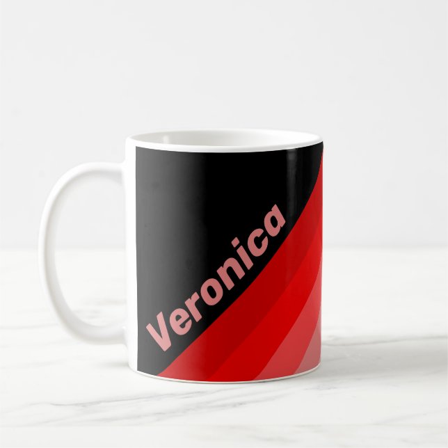 Caneca De Café Crimson Fade Stripes with Name (Esquerda)