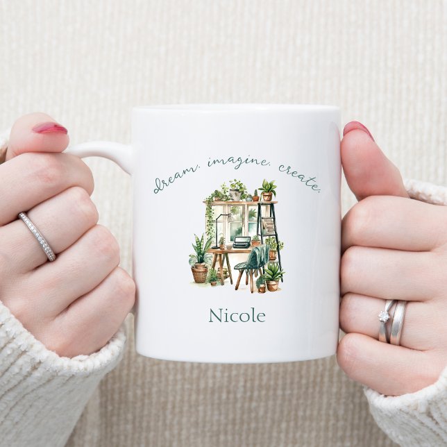 Caneca De Café Crio de Imaginação do Sonho de Cotação Motivaciona (Criador carregado)