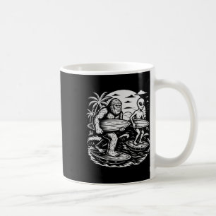 Caneca De Café Criptídeo Engraçado Pé Grande Alien Surfando Ufo P