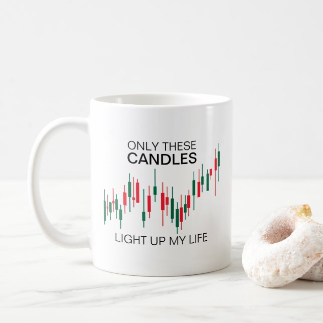Caneca De Café Cripto Candlesticks Personalizados (Com Donut)