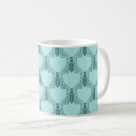 Caneca De Café Críquete de Art Deco - Lâmpada Turquesa