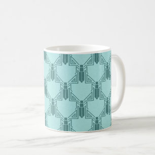 Caneca De Café Críquete de Art Deco - Lâmpada Turquesa