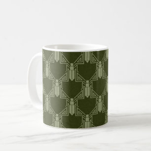 Caneca De Café Críquete de Art Deco - Mug de Café Verde-Oliva Esc