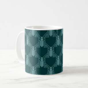 Caneca De Café Críquete de Art Deco - Soja Azul-Pavão-Escuro