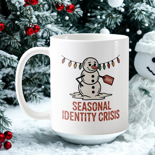 Caneca De Café Crise de Identidade Sazonal | Boneco de Neve Derre (Criador carregado)
