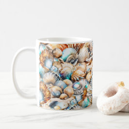 Caneca De Café Crise marinha iridescente de colagem de Seashell