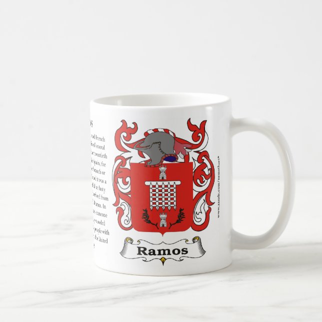 Caneca De Café Crista da família de Ramos que inclui a história e (Direita)