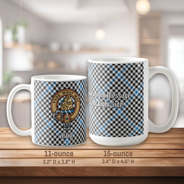 Caneca De Café Crista do Clã Haig sobre Xadrez Tartan (Criador carregado)