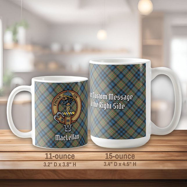 Caneca De Café Crista do Clã MacLellan sobre Tartan Antigo (Criador carregado)