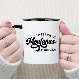 Caneca de Café Cristã Espanhola La Fé Mueve Montañ