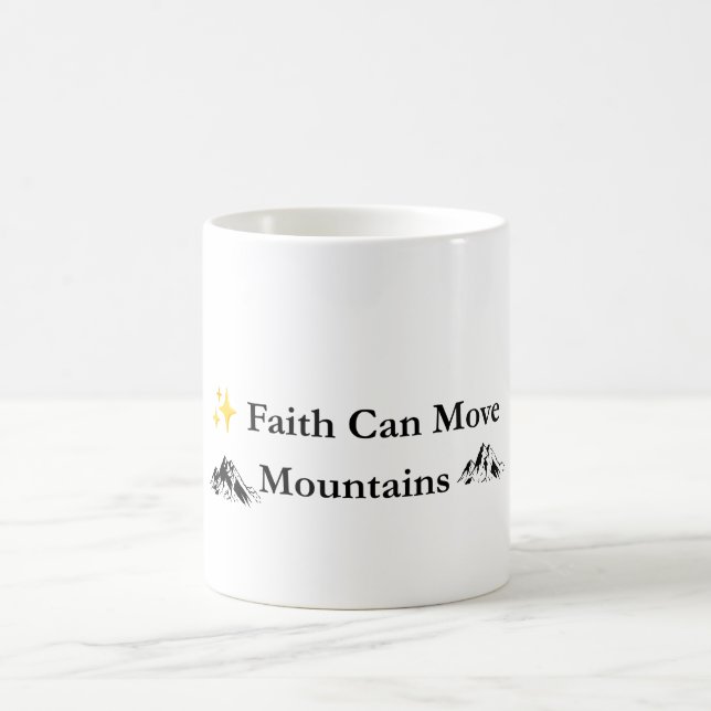 Caneca de Café Cristã Fé Pode Mover Montanhas (Centro)