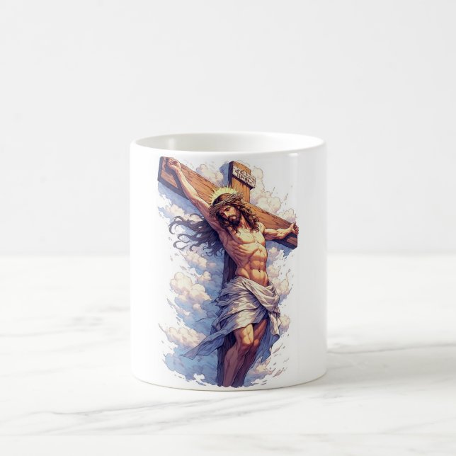 Caneca de Café Cristã Jesus na Cruz (Centro)
