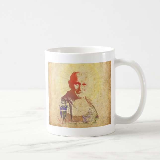 Caneca De Café Crista papal de Papa João Paulo II (Direita)