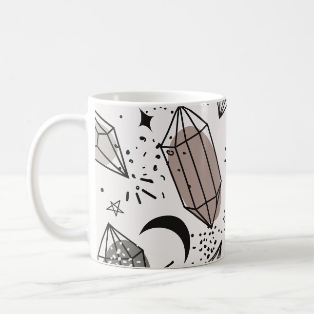 Caneca De Café Cristais, Lua, Estrelas, Design sobrepostos. (Esquerda)