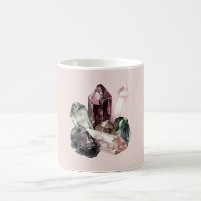 Caneca De Café Cristais Rosa Quartzo Rosado Borgonha Verde (Centro)