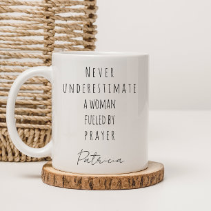 Caneca De Café Cristão Alimentado Por Oração Nome Personalizado P