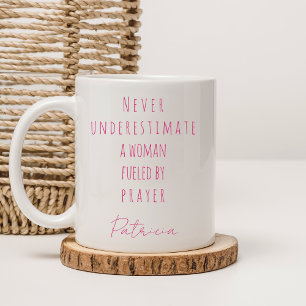 Caneca De Café Cristão Alimentado Por Oração Nome Personalizado R