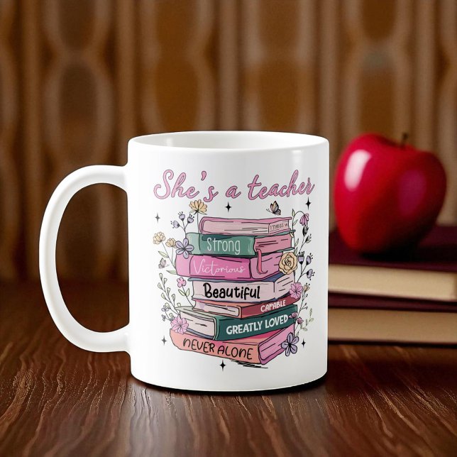 Caneca De Café Cristão - Ela é uma Professora (Criador carregado)