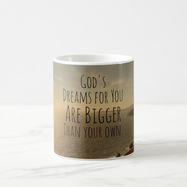 Caneca De Café Cristão Inspirador Cita Sonhos de Deus para Você (Centro)