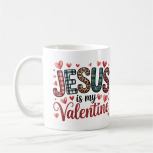 Caneca De Café Cristão “Jesus É Meu Namorado” Xadrez & Coração Pa
