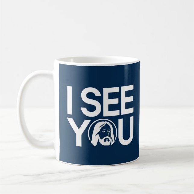 Caneca De Café Cristão Jesus está te observando, Jesus eu te vejo (Esquerda)