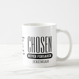 CANECA DE CAFÉ CRISTÃO PERSONALIZADO ESCOLHIDO NUNCA ABANDONADO 