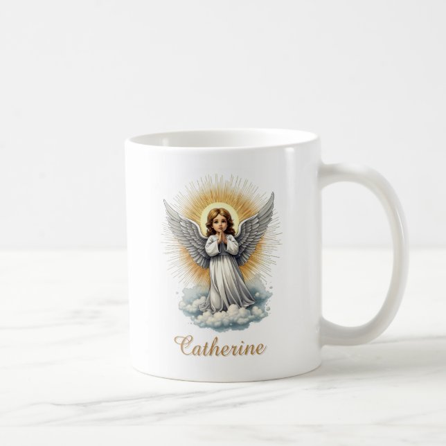 Caneca De Café Cristão Religioso Elegante White Angel (Direita)